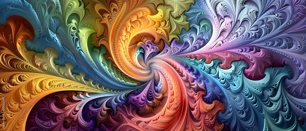 Abstract Swirling Ornamental Pattern in Vibrant Hues. Abstract Swirling Ornamental Pattern in Vibrant Hues.