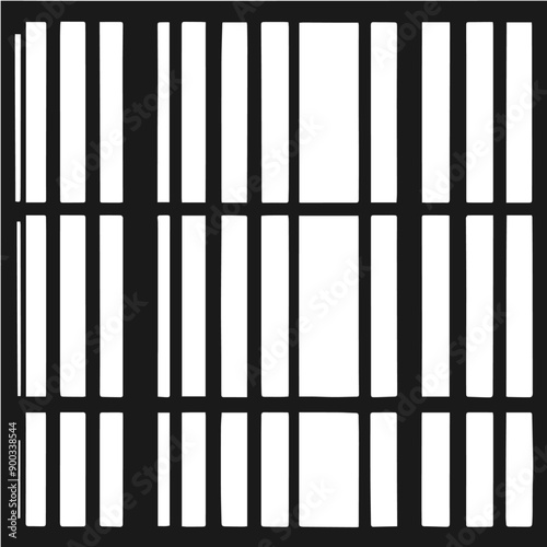 Wallpaper Mural Clean black and white vector silhouette of a Prison Bars on white background Torontodigital.ca