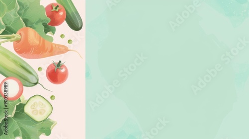 Pastel-Colored Backgrounds Featuring Fresh Salad Vegetables