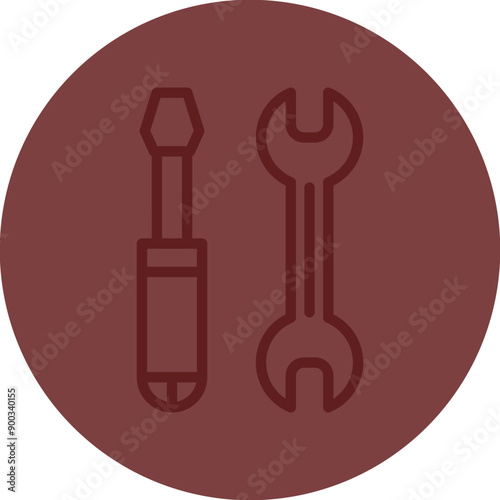Repair Vector Line Maroon Circle Maroon