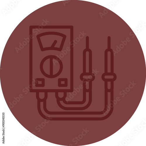Voltmeter Vector Line Maroon Circle Maroon