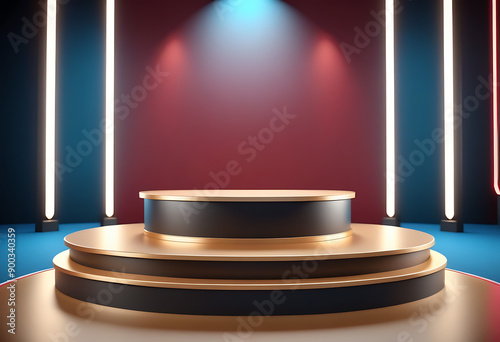 render podium space smooth curves high resolution high details vibrant