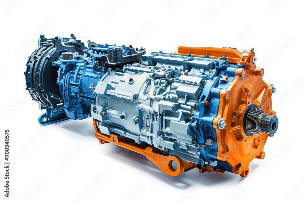 Close-up shot of an engine on a white background, ideal for mechanical or technology-related concepts Close-up shot of an engine on a white background, ideal for mechanical or technology-related concepts