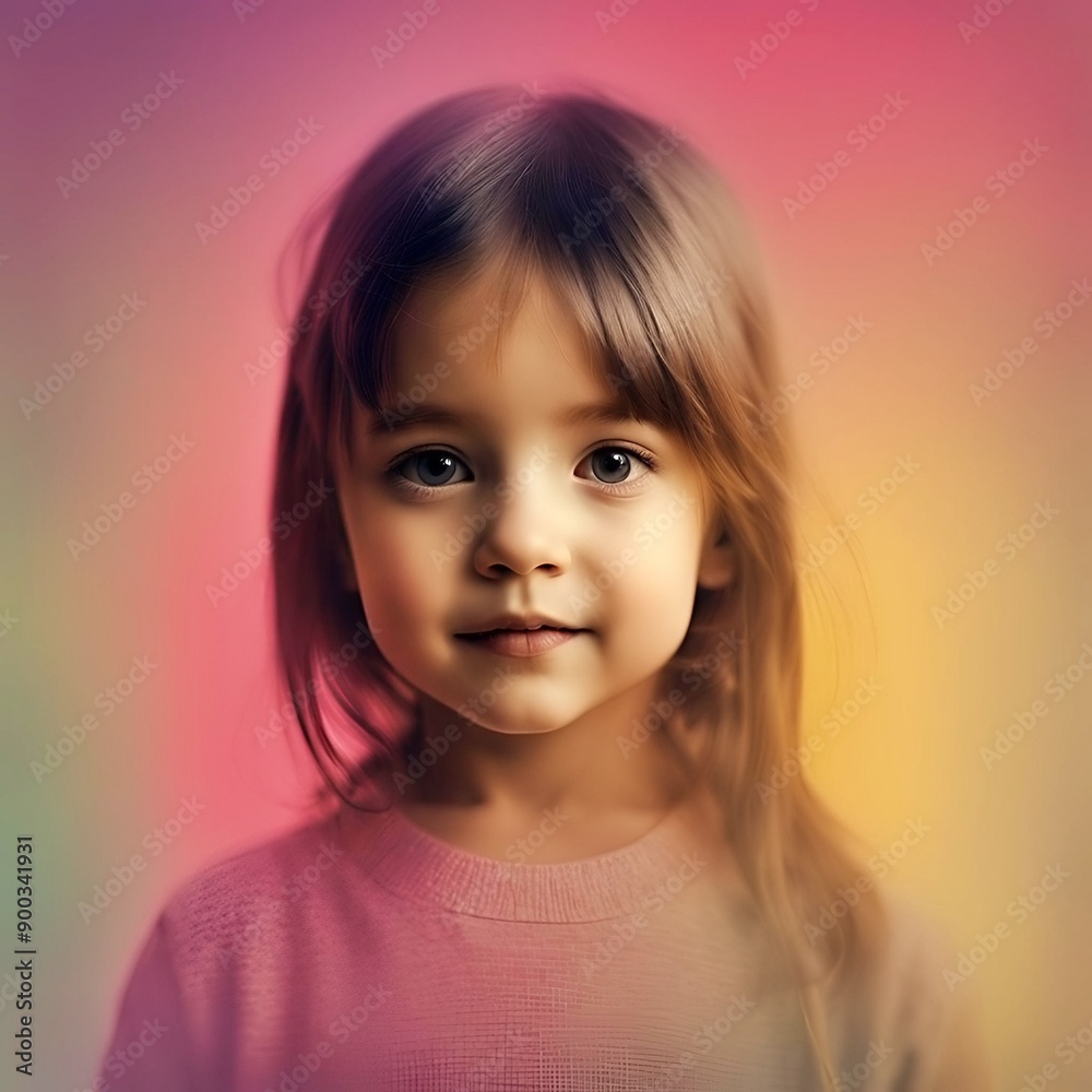 Portrait of a Young Girl with a Soft Colorful Background Portrait of a Young Girl with a Soft Colorful Background