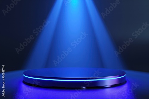 Illuminated Circular Stage with Blue Lights