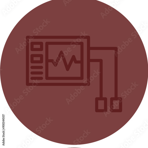 Defibrillator Vector Line Maroon Circle Maroon