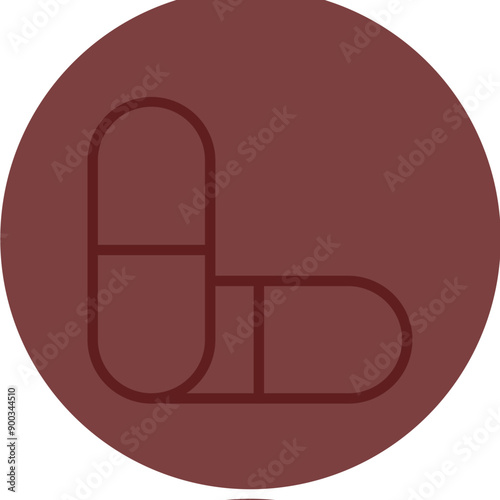 Capsules Vector Line Maroon Circle Maroon