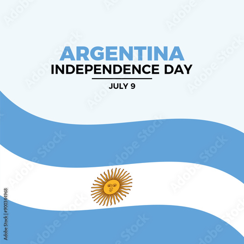 Argentina Independence Day poster vector illustration. Argentina waving flag frame vector. Argentinian abstract flag symbol. Template for background, banner, card. July 9 every year. Important day
