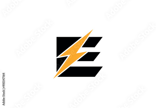 Letter E Electric Logo | E Flash Logo design | E Letter Logo Design with Lighting Thunder Bolt | E Logo Design