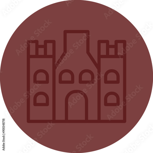 Castle Vector Line Maroon Circle Maroon