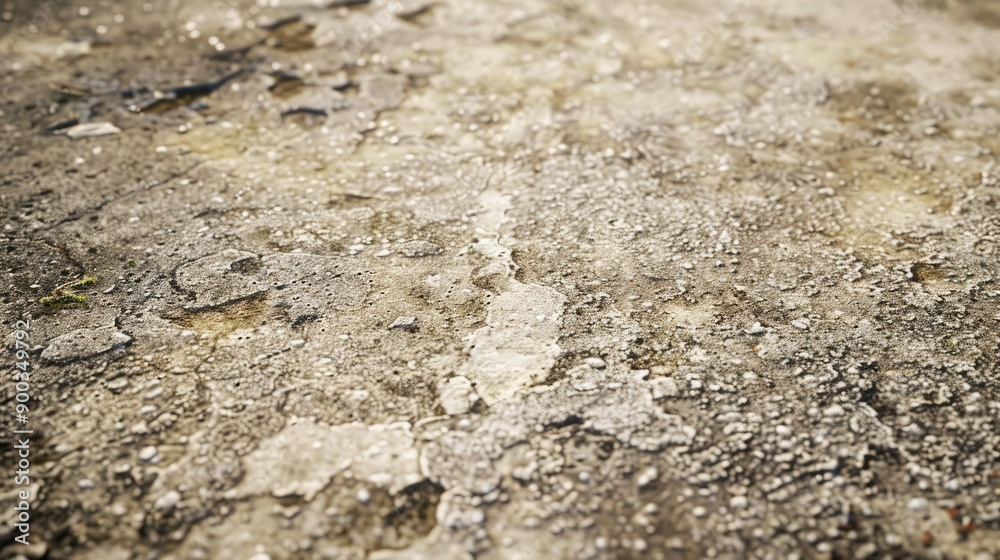Cement floor next to a road in a village, close-up view of the footpath, highlighting texture, surface condition, and rural environment Cement floor next to a road in a village, close-up view of the footpath, highlighting texture, surface condition, and rural environment
