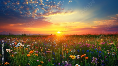 sunset at field wallpaper