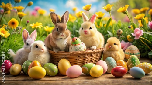easter bunny and easter eggs
