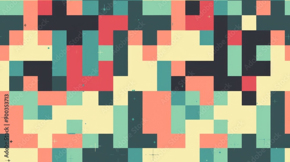 Abstract Geometric Pixel Art with Bold Colors and Patterns Abstract Geometric Pixel Art with Bold Colors and Patterns