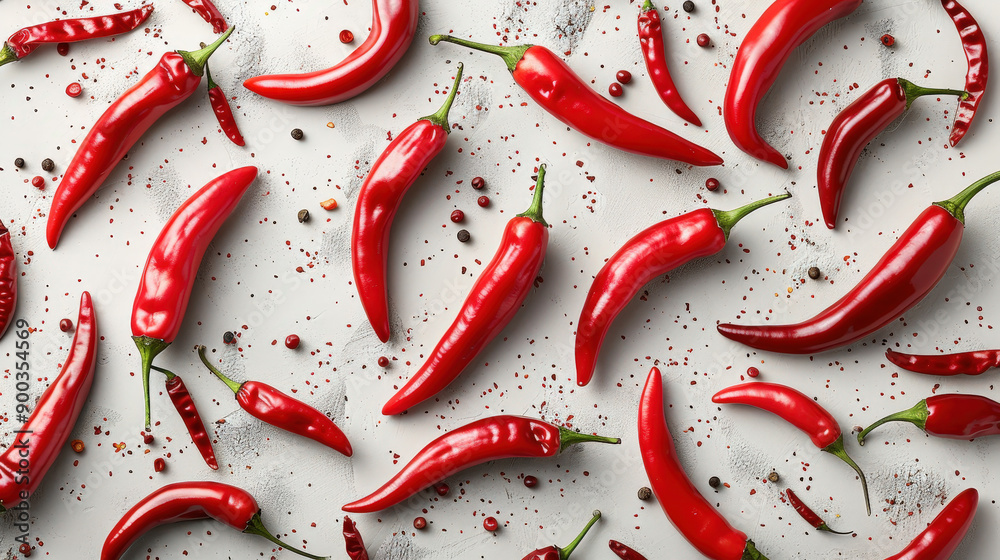 Bright red chili peppers, detailed texture, natural color, isolated on white background Bright red chili peppers, detailed texture, natural color, isolated on white background