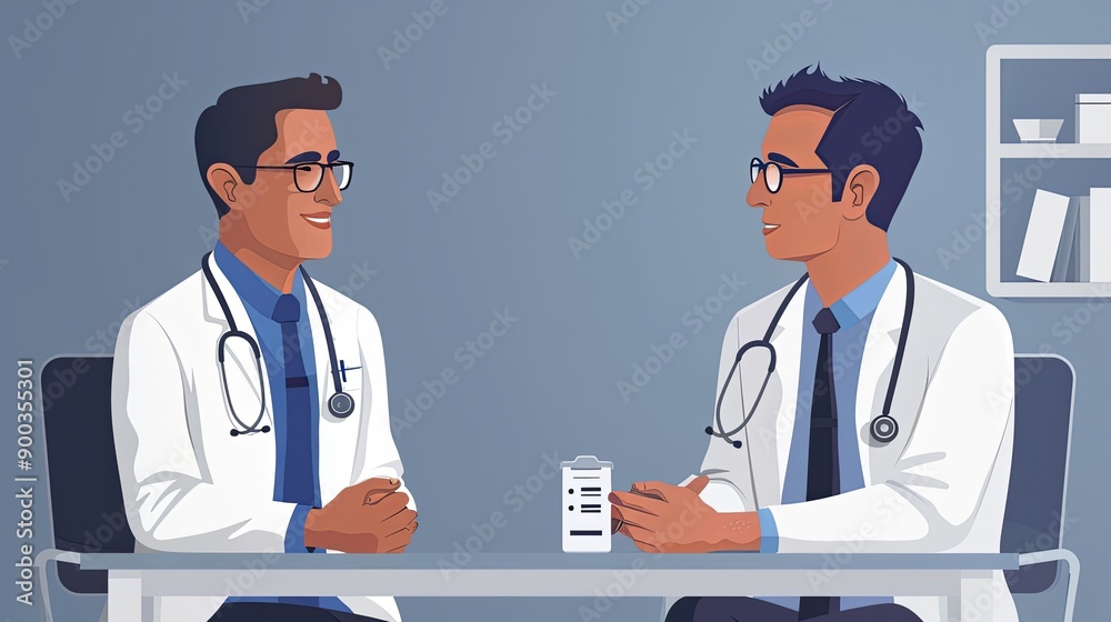 vector, illustration, Professional male doctor calling to patient, giving treatment prescription and advice. providing modern healthcare service,flat illustraion