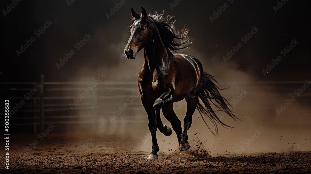 A horse is running in a dirt field A horse is running in a dirt field