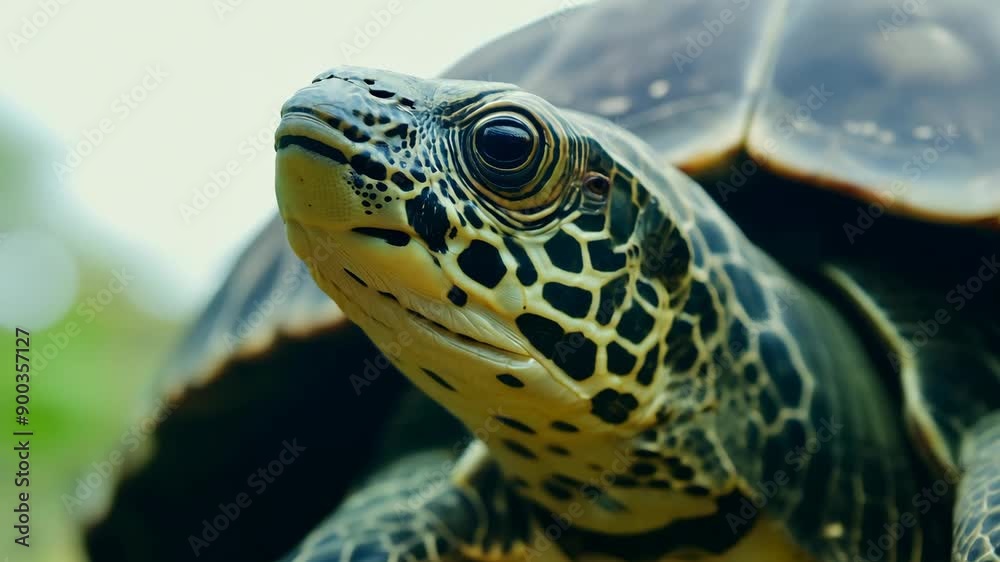 Camera tilts and focuses on a turtle. Camera tilts and focuses on a turtle.