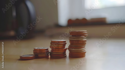 Stack of Coins Shrinking Incrementally, Symbolizing Debt Reduction