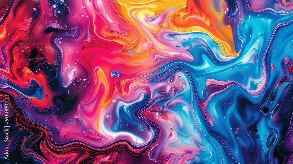 Abstract colorful liquid swirl background with vibrant hues of blue, red, orange and yellow. Abstract colorful liquid swirl background with vibrant hues of blue, red, orange and yellow.