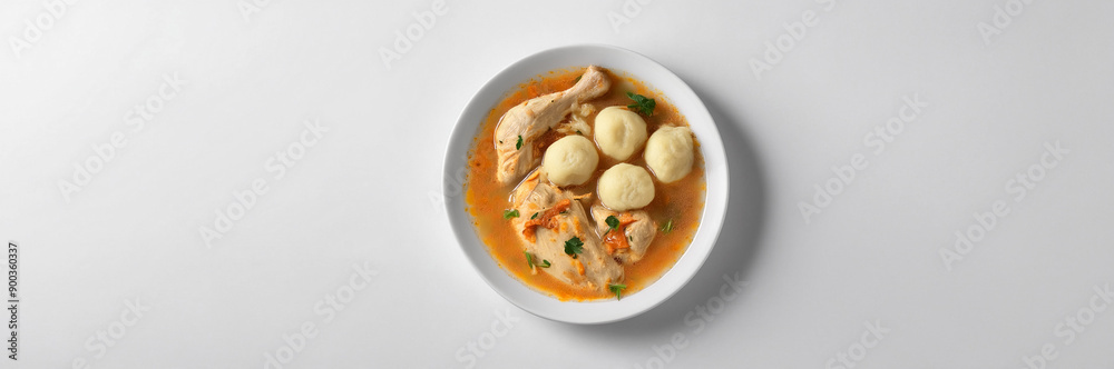 Rich and Creamy Chicken Stew with Vegetables and Dumplings on a White Background
Rich and Creamy Chicken Stew with Vegetables and Dumplings on a White Background
