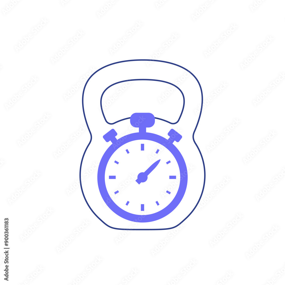 training or workout time vector icon with a kettlebell training or workout time vector icon with a kettlebell