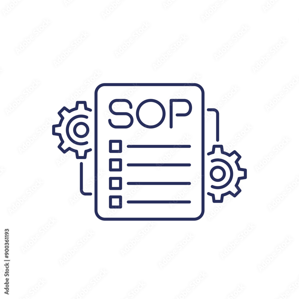 SOP icon, Standard Operating Procedure line vector SOP icon, Standard Operating Procedure line vector