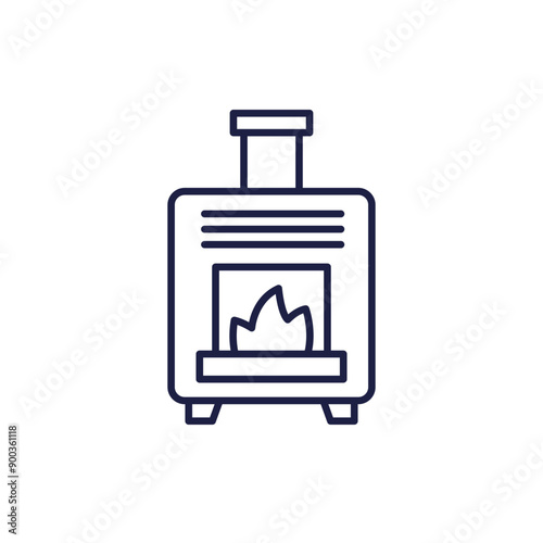 pellet stove icon on white in line style