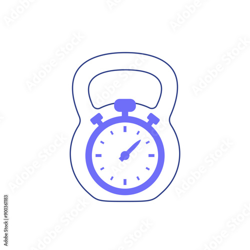 training or workout time vector icon with a kettlebell