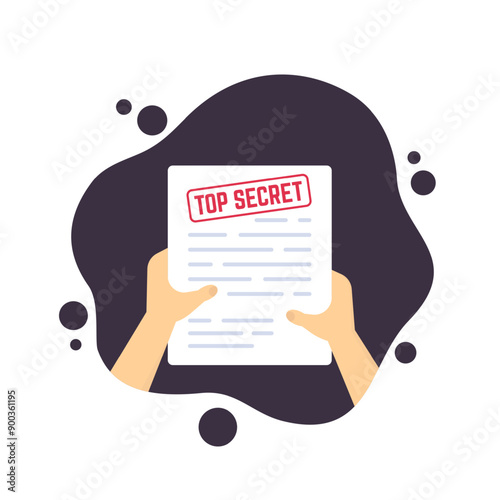 top secret document in hands, vector illustration