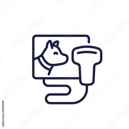 ultrasound for dogs line icon on white