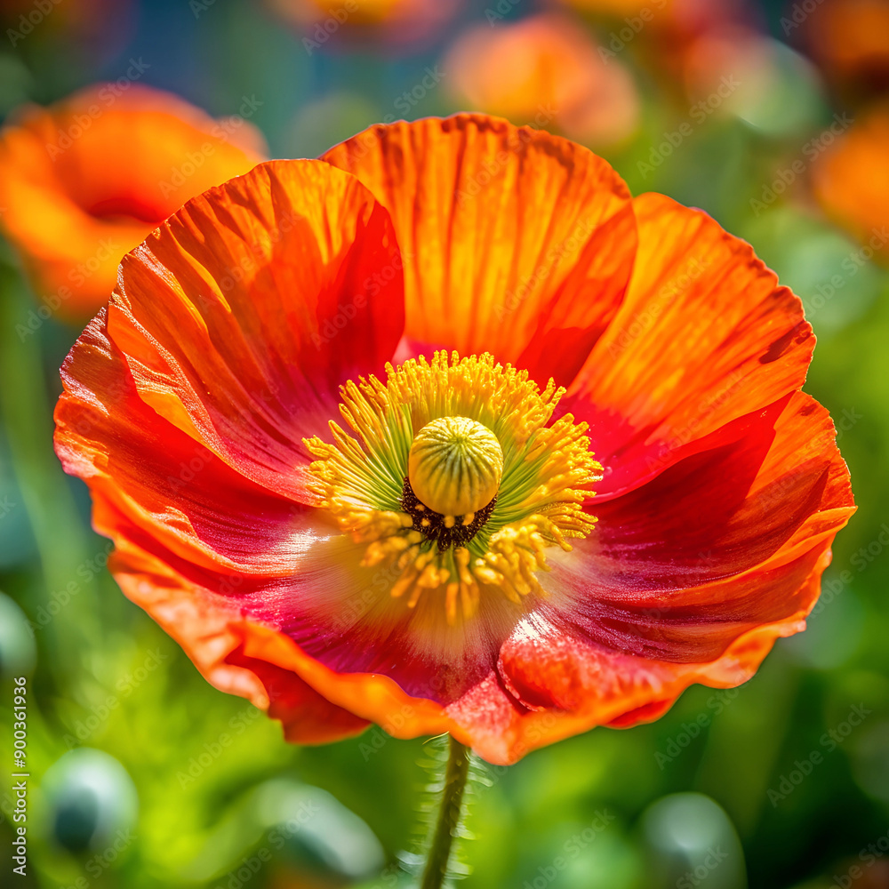 Close-up of vibrant orange poppy in full bloom Close-up of vibrant orange poppy in full bloom