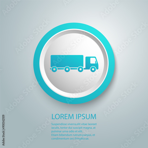 Truck trailer vector icon. Semi lorry wagon commercial transport logistic concept. Van delivery shape sign isolated on white