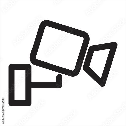 Security camera icon, video surveillance, cctv sign. Surveillance camera,monitoring, safety home protection system. Fixed CCTV, Security Camera Icon