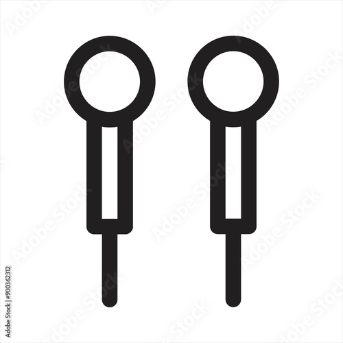 earphone vector glyph flat icon.Two black earphones placed side by side, earphones simple design