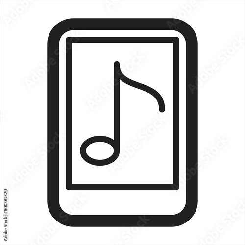vector line icon of mobile phone playing music. symbol, sign