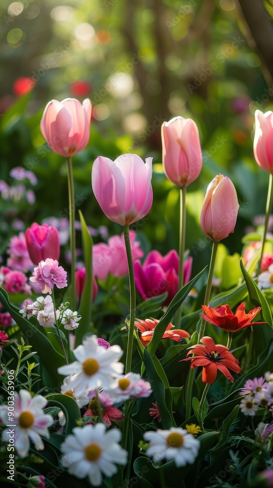 Tranquil Garden Oasis Bursting with Colorful Flowers Tranquil Garden Oasis Bursting with Colorful Flowers