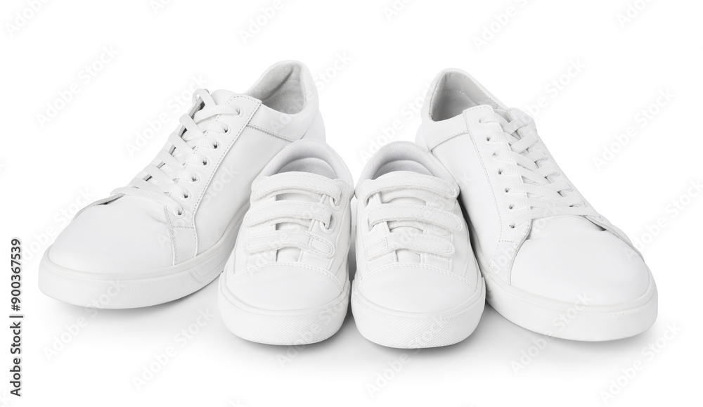 Big and small sneakers isolated on white Big and small sneakers isolated on white