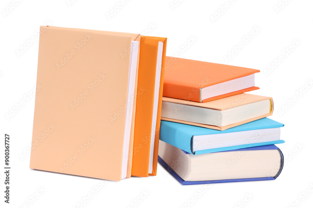 Many bright colorful books isolated on white Many bright colorful books isolated on white