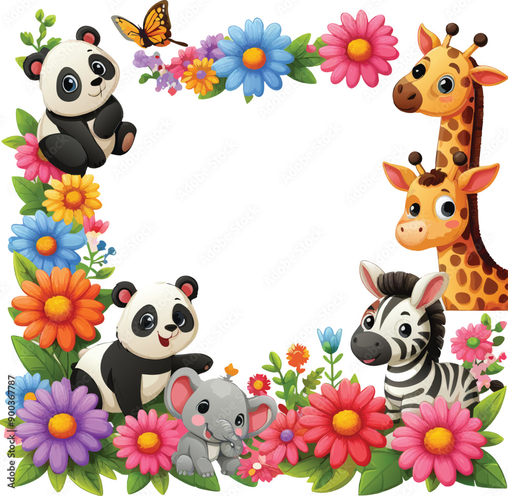 Naklejka premium animals and frame