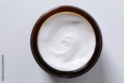 Cuadro en lienzo Face cream in jar on white background, top view
