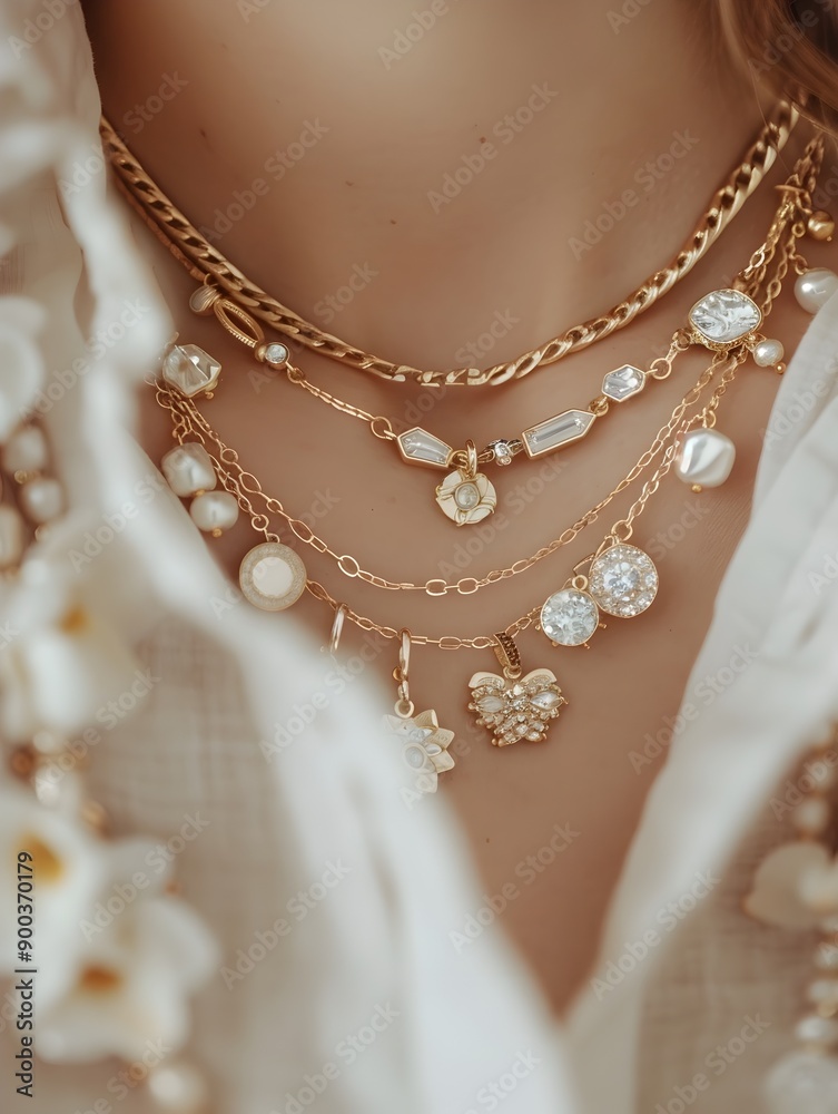 Elegant Jewelry Showcasing Wealth and Prosperity Elegant Jewelry Showcasing Wealth and Prosperity