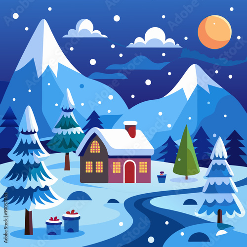 winter landscape with house