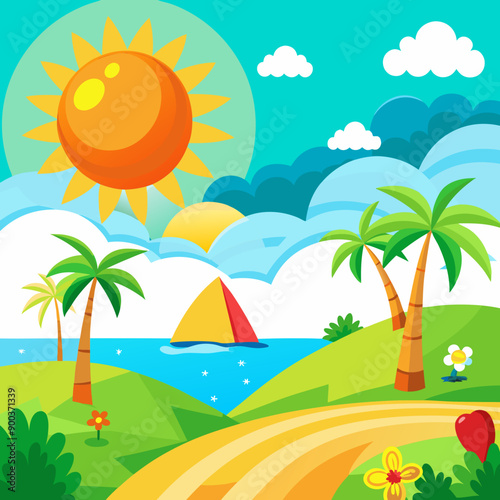 summer landscape with palms