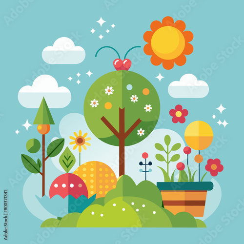 tree and flowers