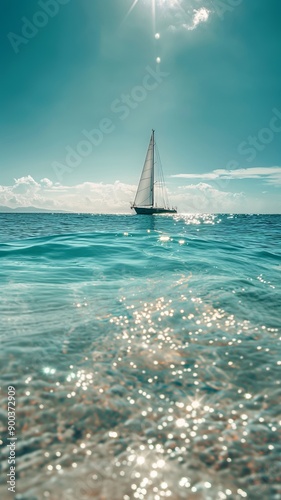 Vertical View of Tropical Blue Ocean