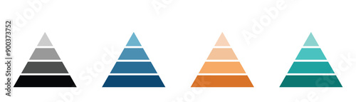 Blank 4 tier pyramid chart vector concepts set