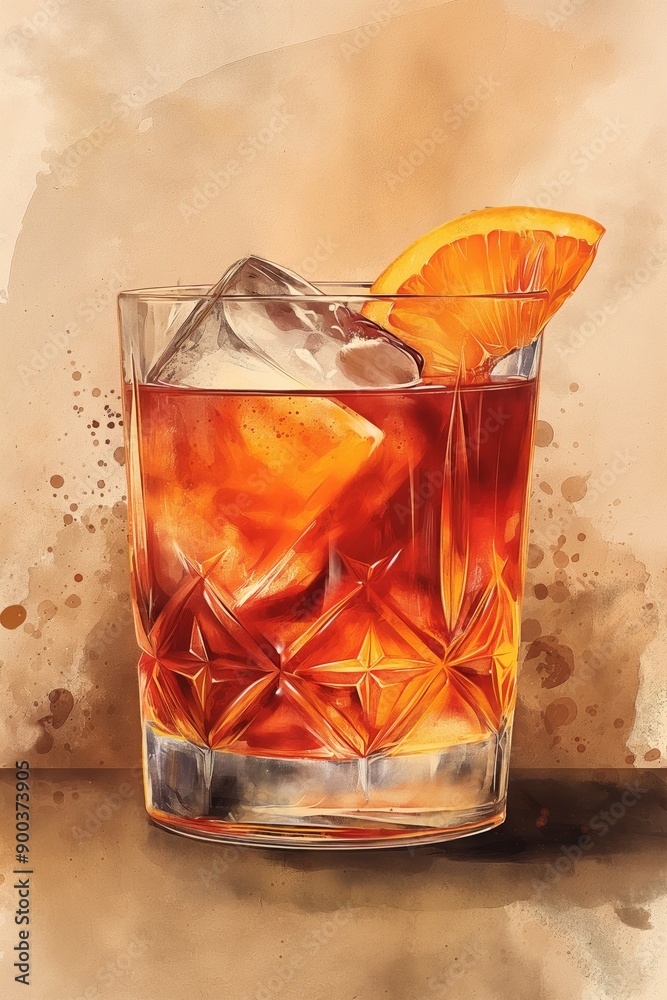 Orange Drink with Ice and Garnish