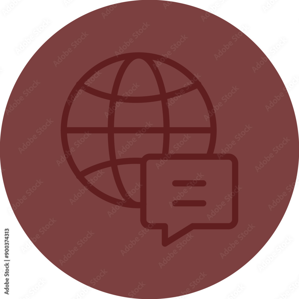 World Wide Vector Line Maroon Circle Maroon