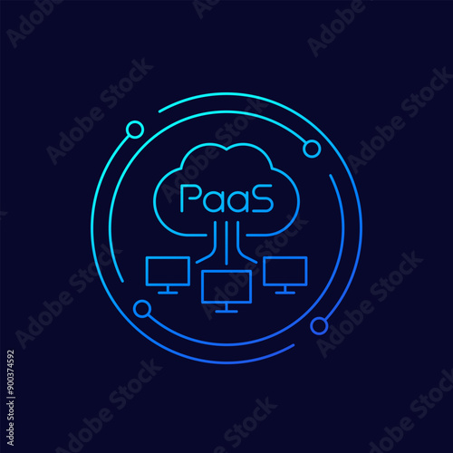 Paas icon, Platform as a Service, linear vector design